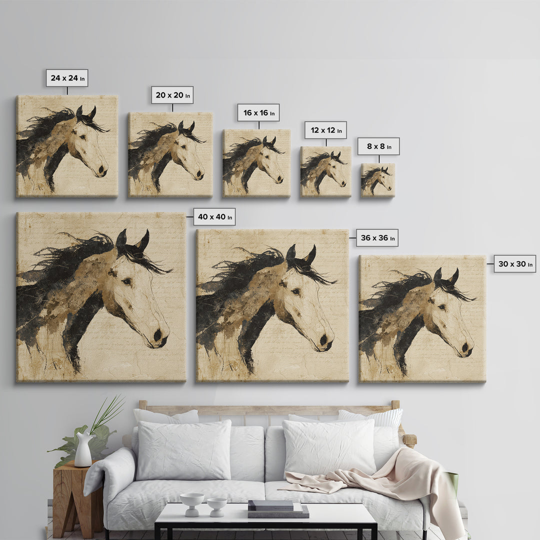 Calligraphic Horse Silhouette Made from One Line Canvas Print, Calligraphy Art, Gallery Decor, Living Room Decor, Script, CAL-1x1-41
