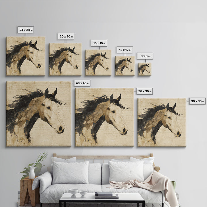 Calligraphic Horse Silhouette Made from One Line Canvas Print, Calligraphy Art, Gallery Decor, Living Room Decor, Script, CAL-1x1-41