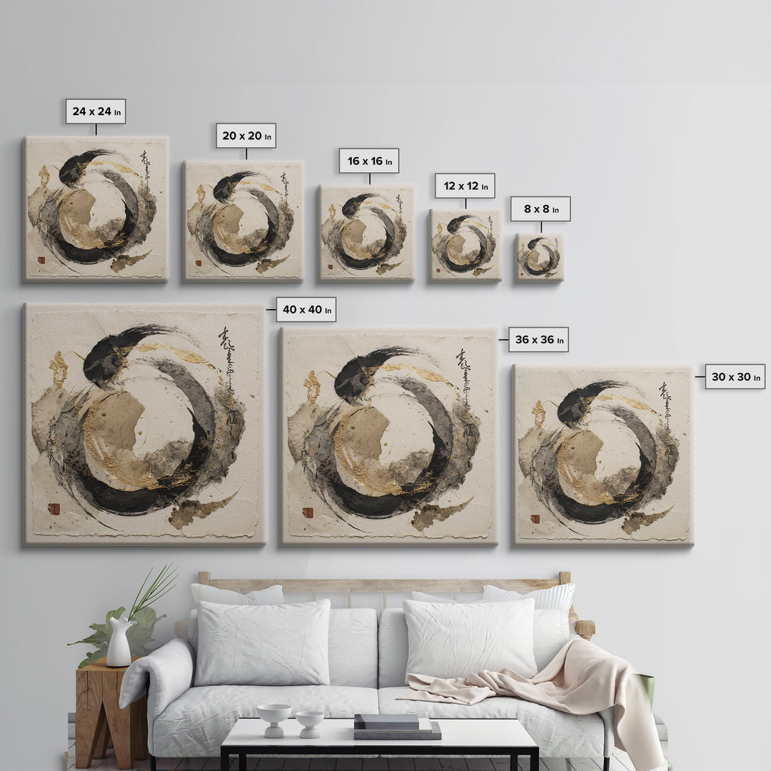Crescent Moon Made from Elegant Ink Swashes Canvas Print, Calligraphy Art, Neutral Decor, Living Room Decor, Fine Art, Script, CAL-1x1-45