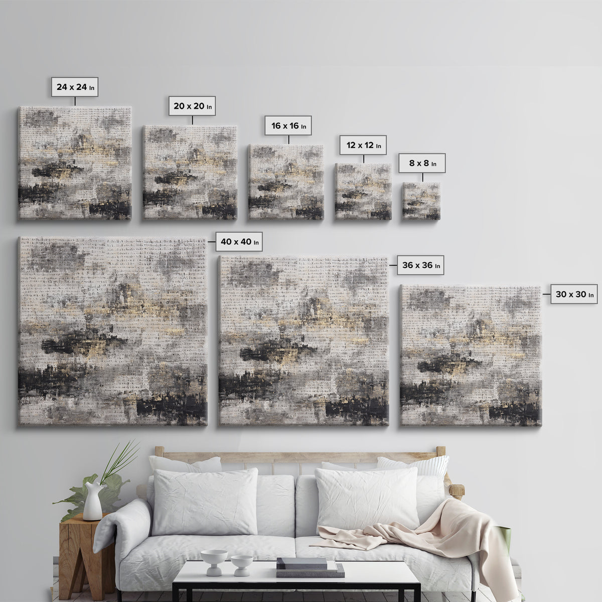 Expressive Musical Rhythm Painted as Ink Strokes Framed Canvas Print, Calligraphy Art, Art, Living Room Decor, Fine Art, Script, CAL-1x1-48