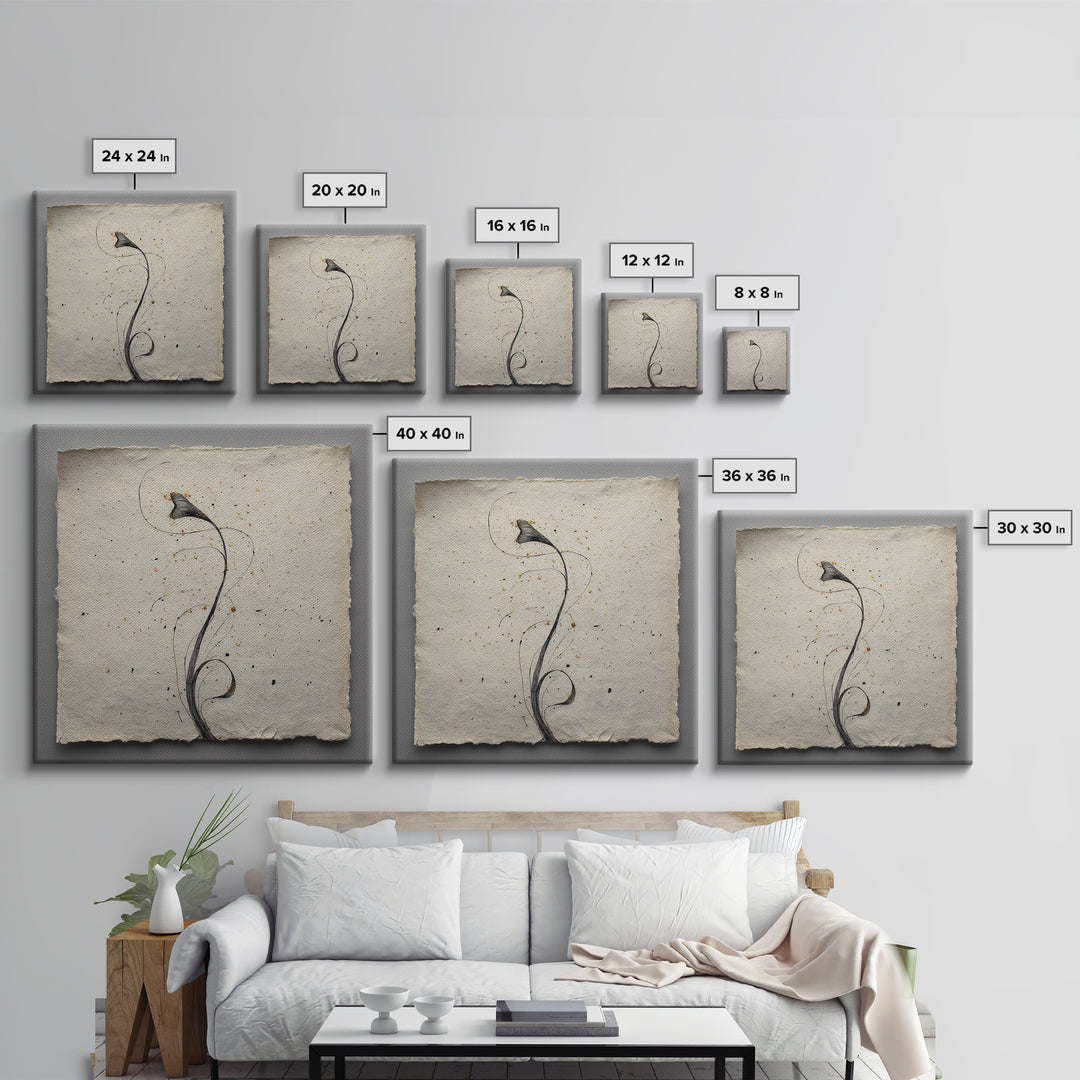 Single Elegant Flourish Shaped Like a Flower Framed Canvas Print, Calligraphy Art, Fine Art Print, Living Room Decor, Script, CAL-1x1-53