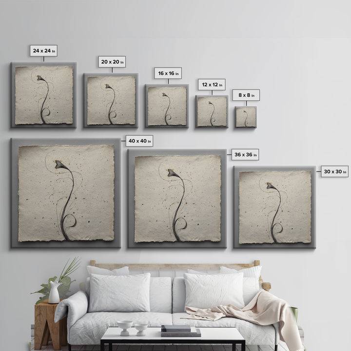 Single Elegant Flourish Shaped Like a Flower Framed Canvas Print, Calligraphy Art, Fine Art Print, Living Room Decor, Script, CAL-1x1-53