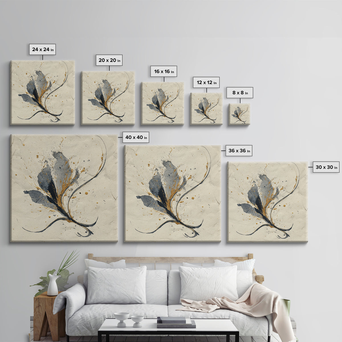 Single Elegant Flourish Shaped Like a Flower Canvas Print, Calligraphy Art, Room Decor, Living Room Decor, Fine Art, Script, CAL-1x1-77