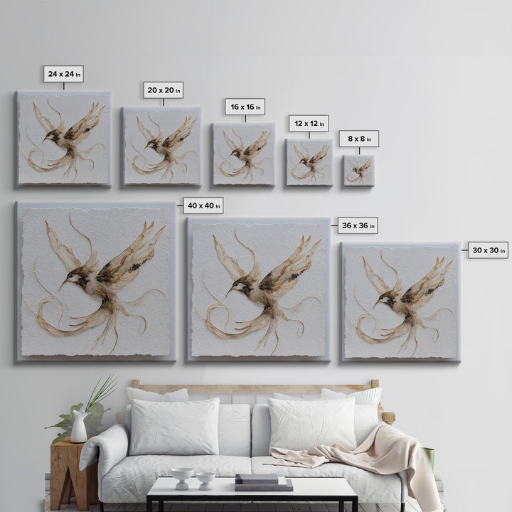 Calligraphic Bird Shape Formed from Flowing Lines Framed Canvas Print, Calligraphy Art, Printable, Living Room Decor, Script, CAL-1x1-8
