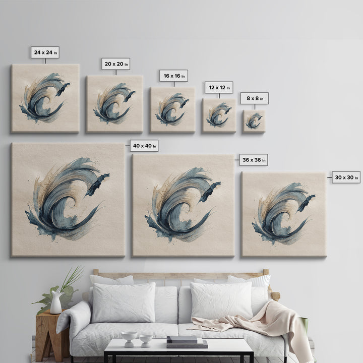Modern Calligraphy Wave Canvas Print, Calligraphy Art, Neutral Decor, Living Room Decor, Fine Art, Script, Wall Art, Home Decor, CAL-1x1-82
