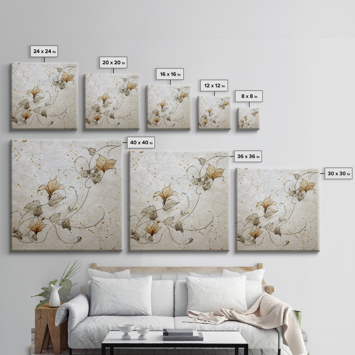 Floral Vine Created from Graceful Script Like Canvas Print, Calligraphy Art, Statement Artwork, Living Room Decor, Script, CAL-1x1-83