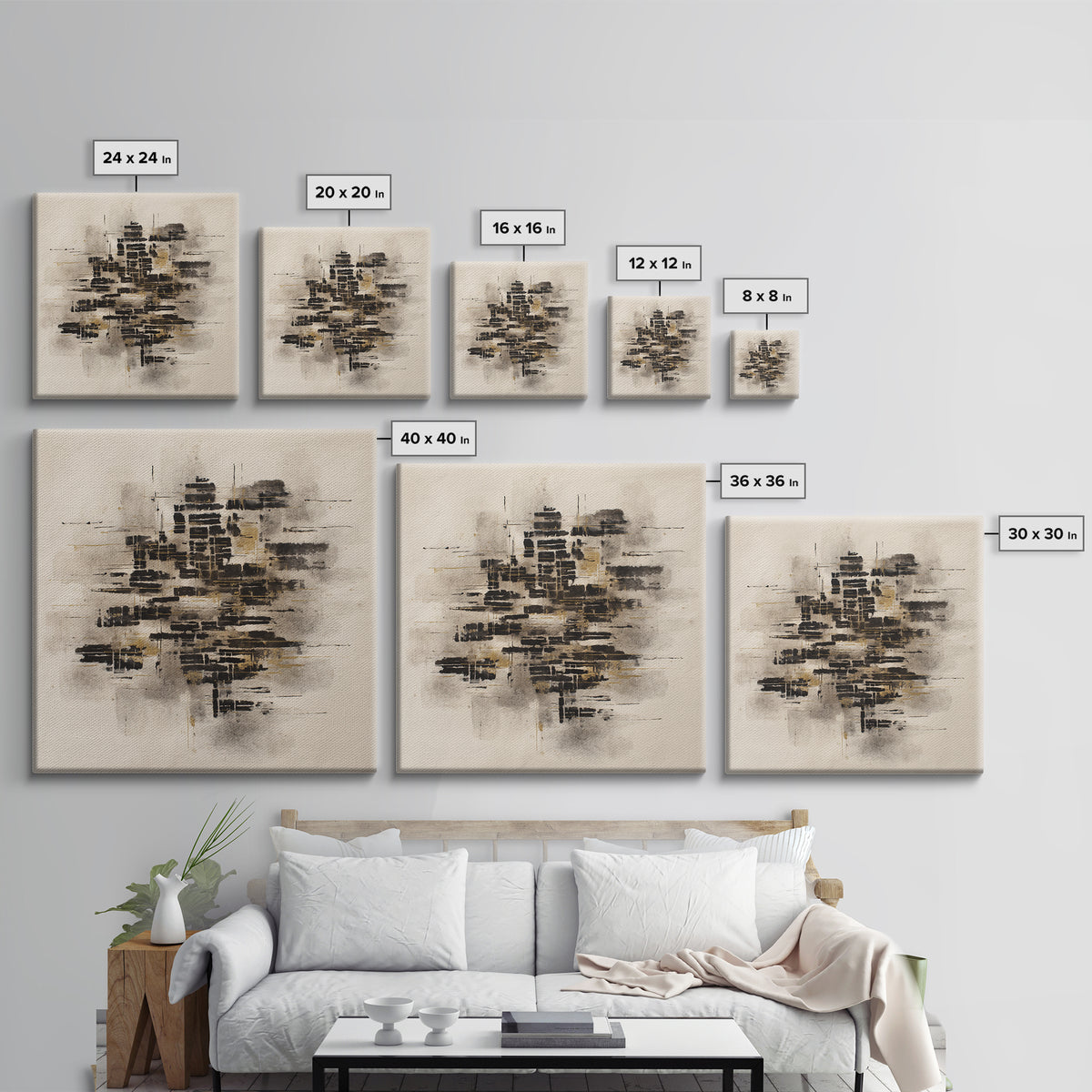 Expressive Musical Rhythm Painted as Ink Strokes Framed Canvas Print, Calligraphy Art, Painting, Living Room Decor, Script, CAL-1x1-96