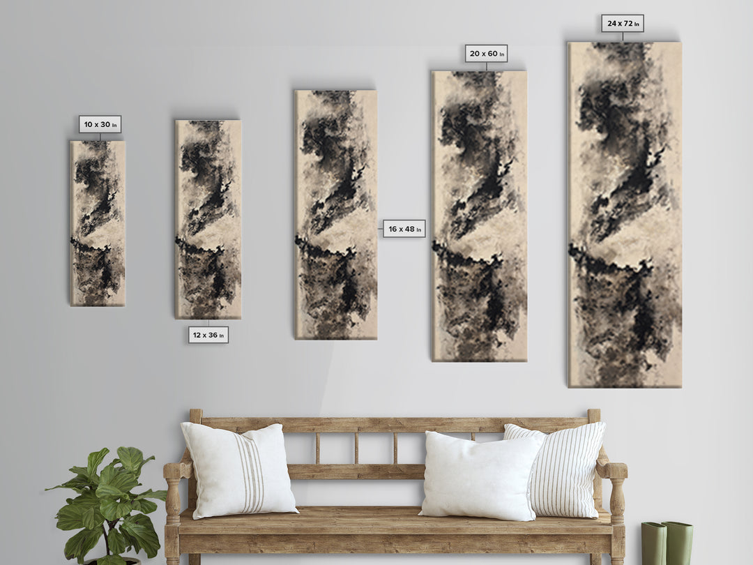 Baroque Scrollwork Made from Looping Pen Strokes Framed Canvas Print, Calligraphy Art, Art Print, Living Room Decor, Script, CAL-1x3-24