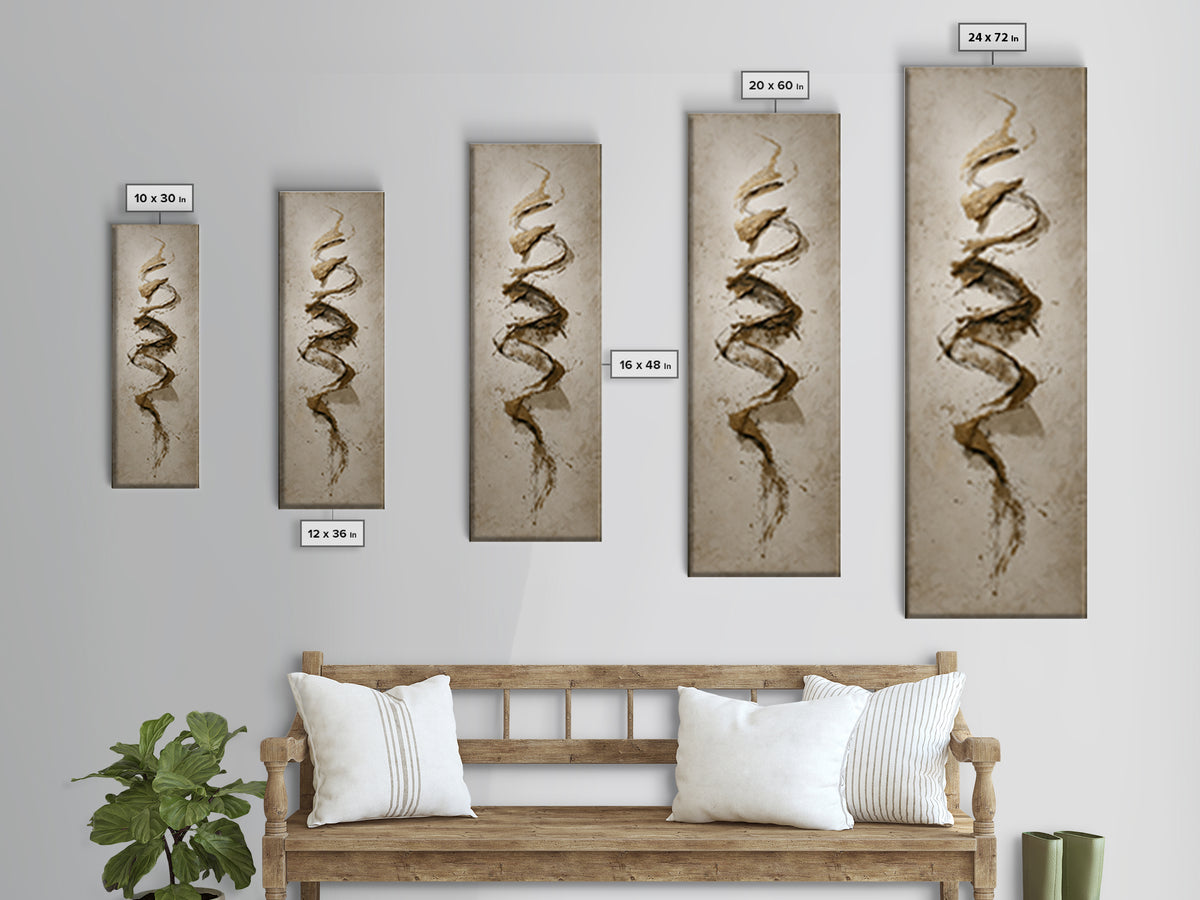 Gold Leaf Calligraphic Spiral on Plaster Surface Canvas Print, Calligraphy Art, Wall Art Printable, Living Room Decor, Script, CAL-1x3-26