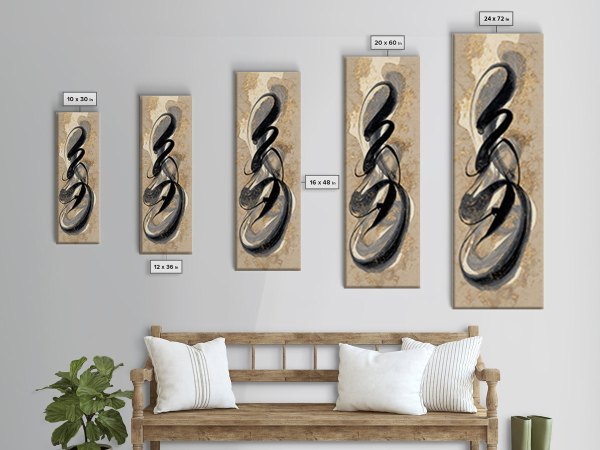 Ornamental Frame of Flourished Pen Curves Framed Canvas Print, Calligraphy Art, Scripture Art, Living Room Decor, Script, CAL-1x3-30