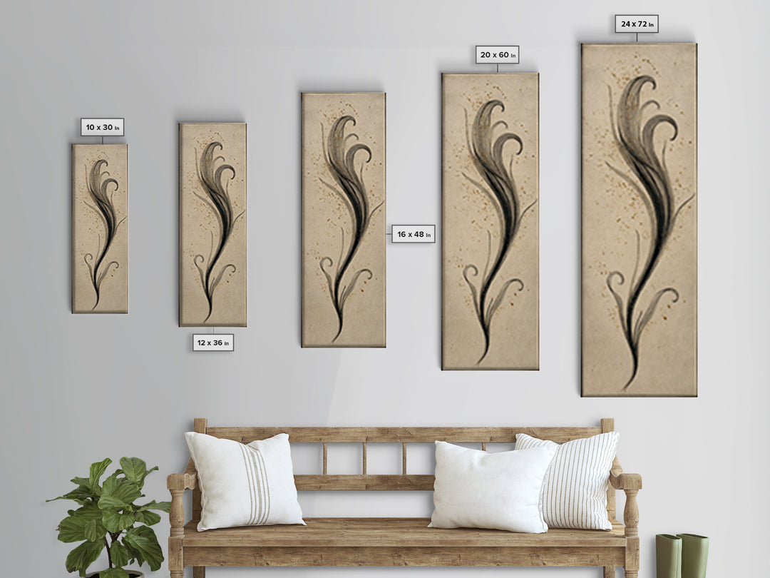 Single Elegant Flourish Shaped Like a Flower Canvas Print, Calligraphy Art, Bedroom Wall Decor, Living Room Decor, Script, CAL-1x3-41