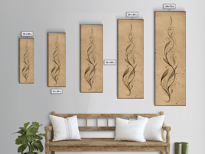 Floral Vine Created from Graceful Script Like Canvas Print, Calligraphy Art, Printable Wall Art, Living Room Decor, Script, CAL-1x3-47
