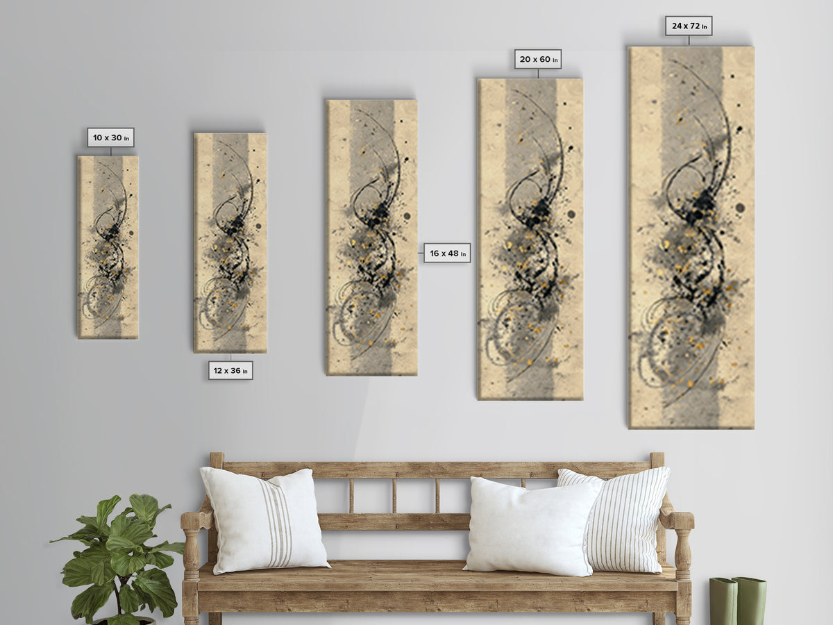 Ornamental Frame of Flourished Pen Curves Canvas Print, Calligraphy Art, Bedroom Wall Decor, Living Room Decor, Script, CAL-1x3-6