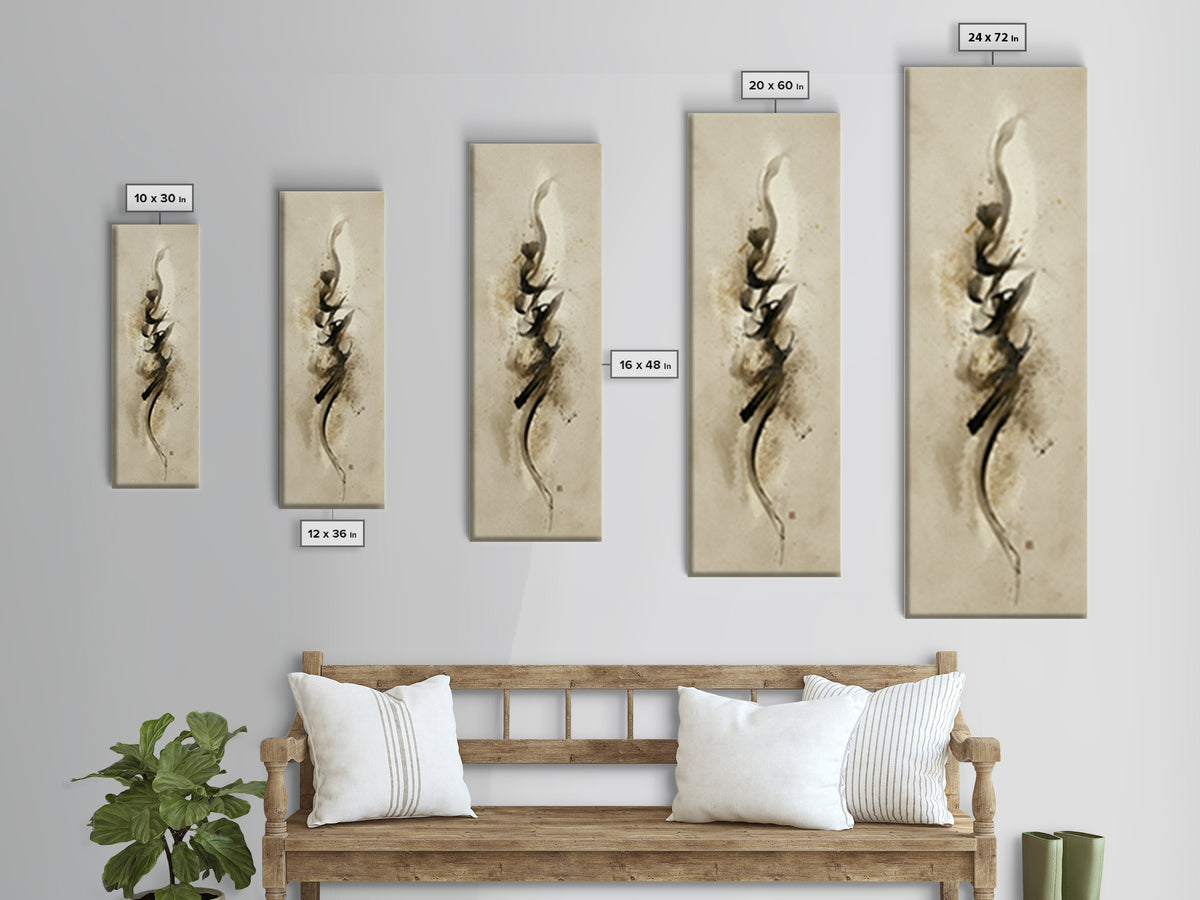 Expressive Musical Rhythm Painted as Ink Strokes Canvas Print, Calligraphy Art, Wall Decor, Living Room Decor, Fine Art, Script, CAL-1x3-60