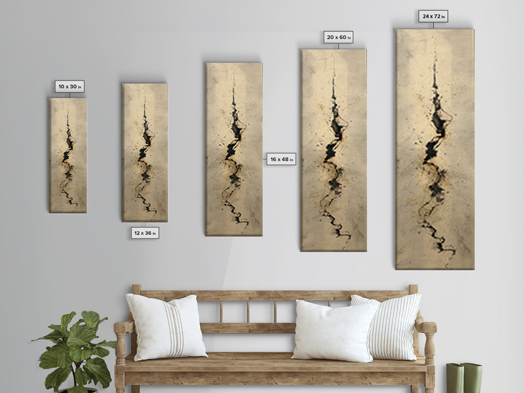 Expressive Musical Rhythm Painted as Ink Strokes Canvas Print, Calligraphy Art, Printable Wall Art, Living Room Decor, Script, CAL-1x3-84