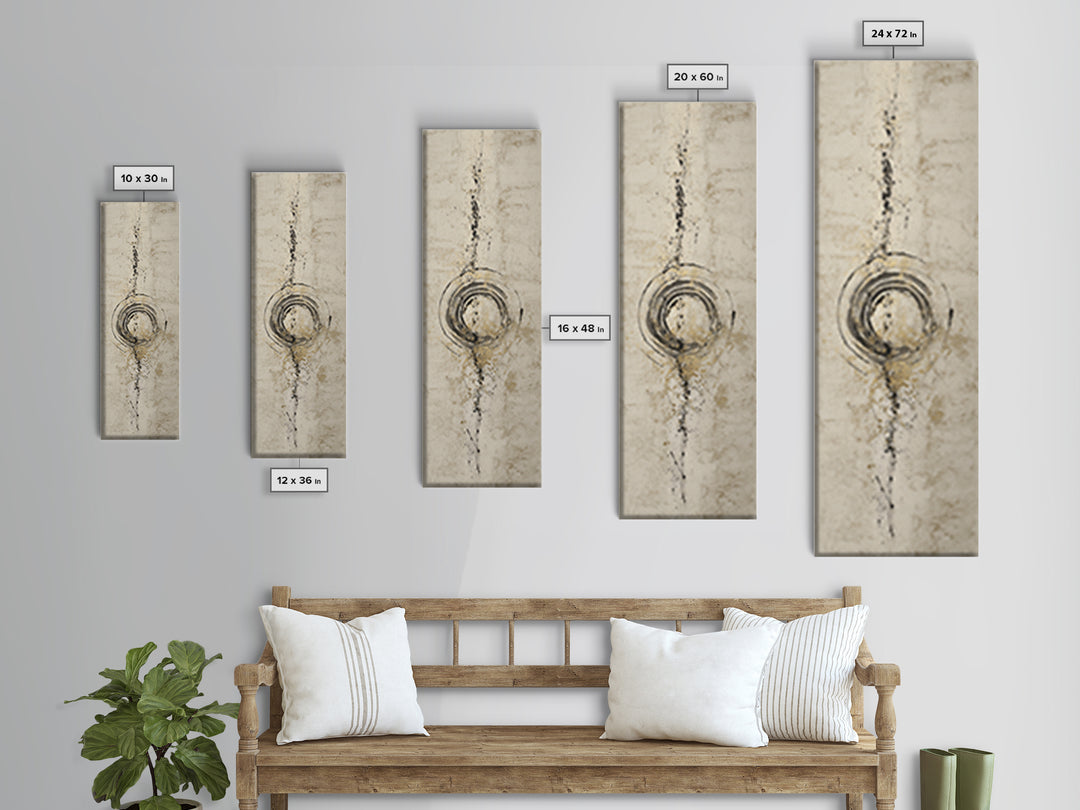 Japanese Brush Mark Circle Canvas Print, Calligraphy Art, Modern Wall Art, Living Room Decor, Script, Watercolor Print, CAL-1x3-88