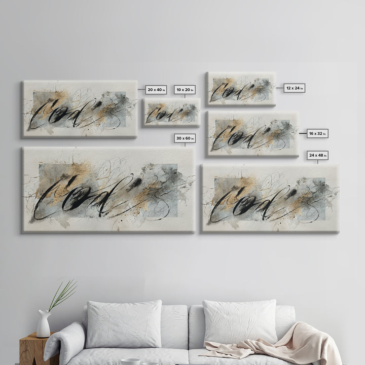 Romantic Handwritten Marks Without Readable Words Canvas Print, Calligraphy Art, Bedroom Wall Decor, Living Room Decor, Script, CAL-2x1-11