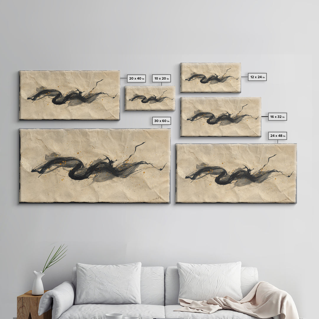 Abstract Prayer Flag of Brush Marks Framed Canvas Print, Calligraphy Art, Digital Prints, Living Room Decor, Fine Art, Script, CAL-2x1-43
