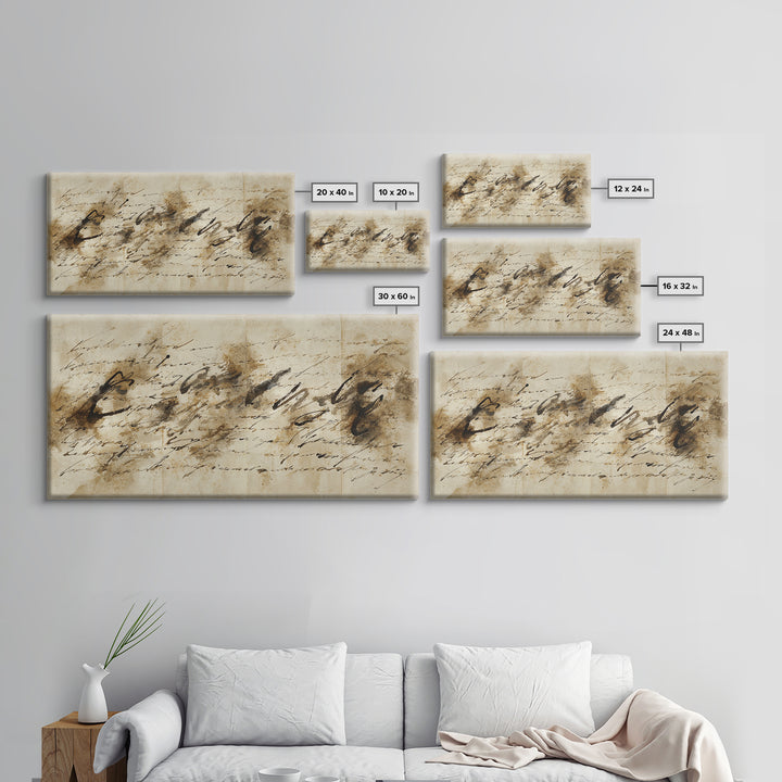 Expressive Musical Rhythm Painted as Ink Strokes Canvas Print, Calligraphy Art, Textured Painting, Living Room Decor, Script, CAL-2x1-44