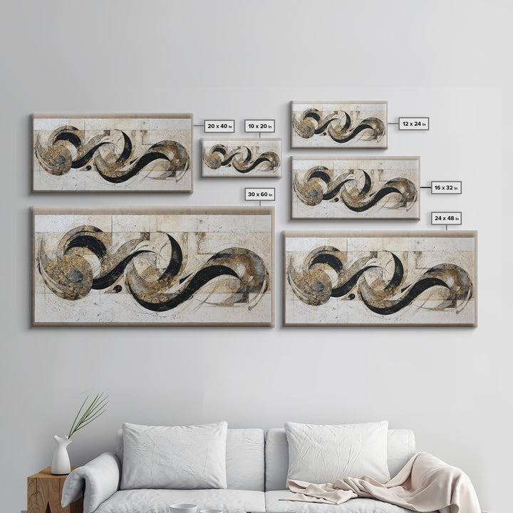 Arabic Ornamental Curves as Non Readable Art Canvas Print, Calligraphy Art, Wall Art Printable, Living Room Decor, Script, CAL-2x1-71