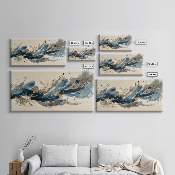 Modern Calligraphy Wave Canvas Print, Calligraphy Art, Contemporary Art, Living Room Decor, Fine Art, Script, Printable Art, CAL-2x1-78