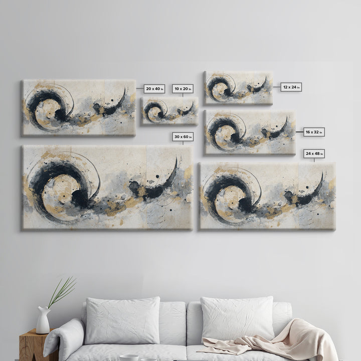 Crescent Moon Made from Elegant Ink Swashes Canvas Print, Calligraphy Art, Digital Print, Living Room Decor, Fine Art, Script, CAL-2x1-89