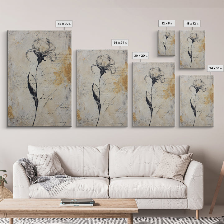 Single Elegant Flourish Shaped Like a Flower Framed Canvas Print, Calligraphy Art, Wall Decor, Living Room Decor, Script, CAL-2x3-13