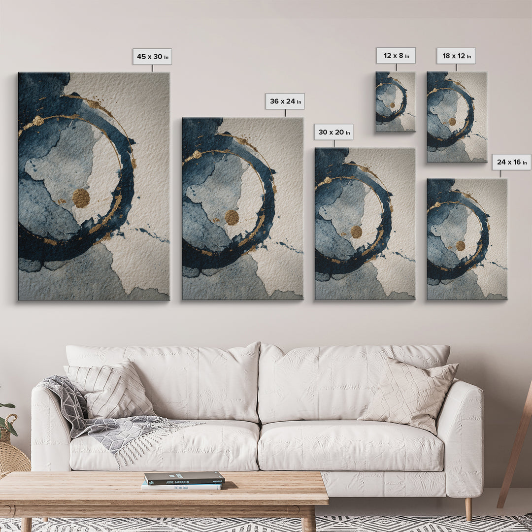 Layered Copper Ink Strokes on Dark Navy Canvas Print, Calligraphy Art, Art Print, Living Room Decor, Fine Art, Script, CAL-2x3-14