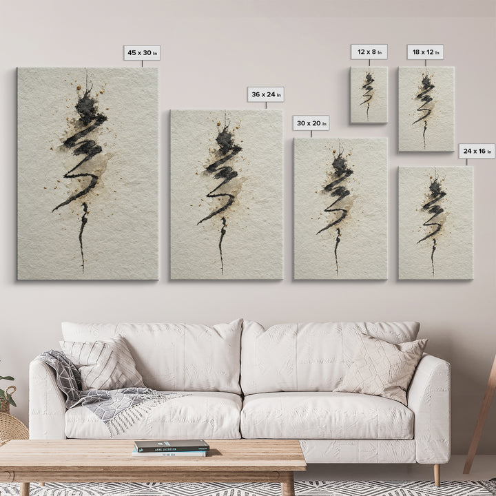 Minimal Black Calligraphy Rhythm Canvas Print, Calligraphy Art, Gallery Decor, Living Room Decor, Fine Art, Script, CAL-2x3-15