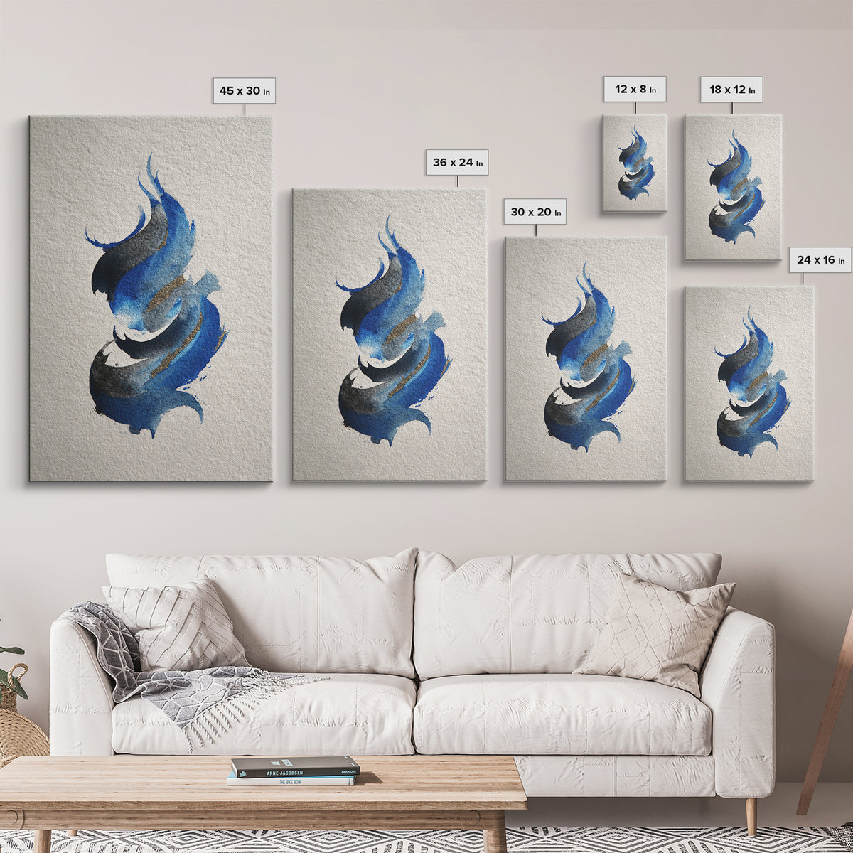 Modern Calligraphy Wave Framed Canvas Print, Calligraphy Art, Room Decor, Living Room Decor, Fine Art, Script, Printable, CAL-2x3-18