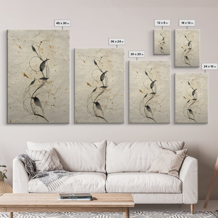 Floral Vine Created from Graceful Script Like Canvas Print, Calligraphy Art, Neutral Decor, Living Room Decor, Script, CAL-2x3-19