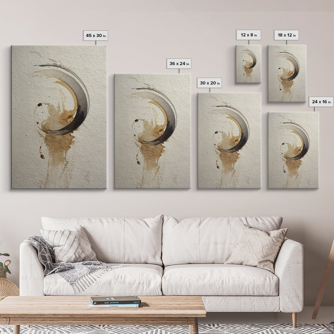 Crescent Moon Made from Elegant Ink Swashes Canvas Print, Calligraphy Art, Home Decor, Living Room Decor, Fine Art, Script, CAL-2x3-29