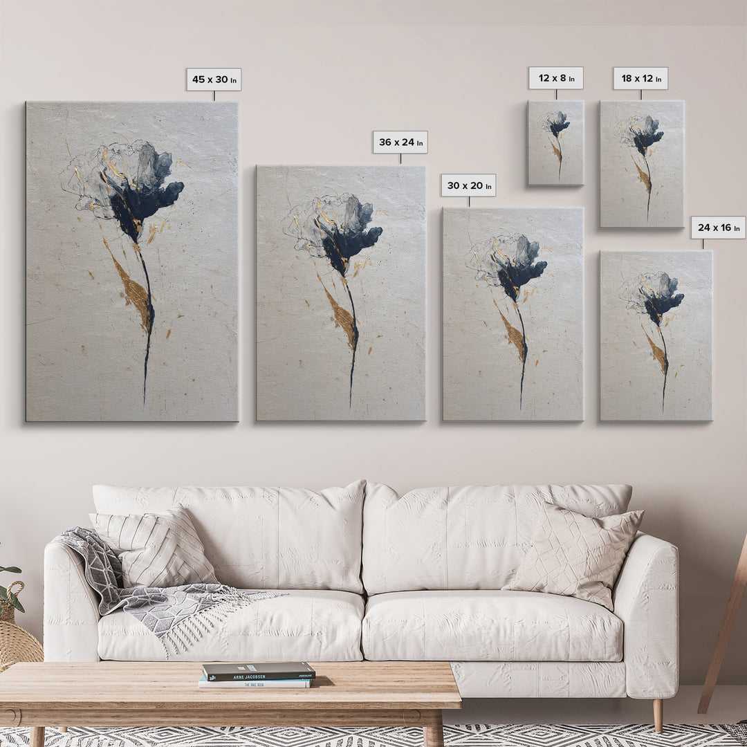 Single Elegant Flourish Shaped Like a Flower Framed Canvas Print, Calligraphy Art, Wall Decor, Living Room Decor, Script, CAL-2x3-37