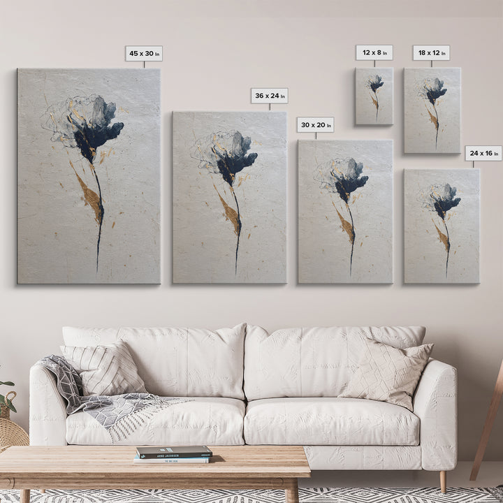 Single Elegant Flourish Shaped Like a Flower Framed Canvas Print, Calligraphy Art, Wall Decor, Living Room Decor, Script, CAL-2x3-37
