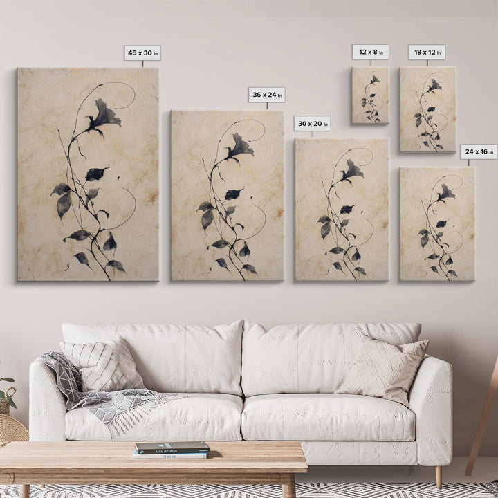 Floral Vine Created from Graceful Script Like Canvas Print, Calligraphy Art, Contemporary Art, Living Room Decor, Script, CAL-2x3-43