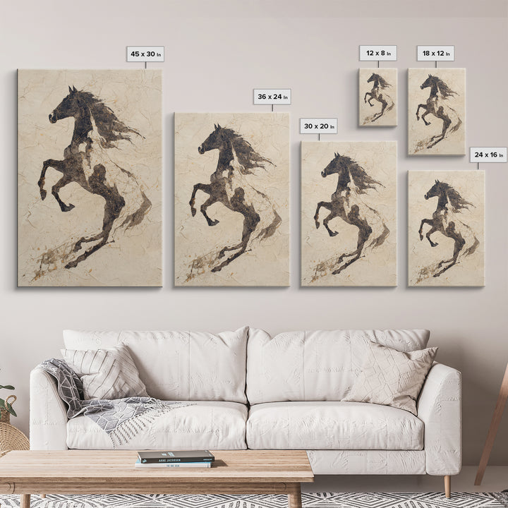 Calligraphic Horse Silhouette Made from One Line Canvas Print, Calligraphy Art, Prints, Living Room Decor, Fine Art, Script, CAL-2x3-49