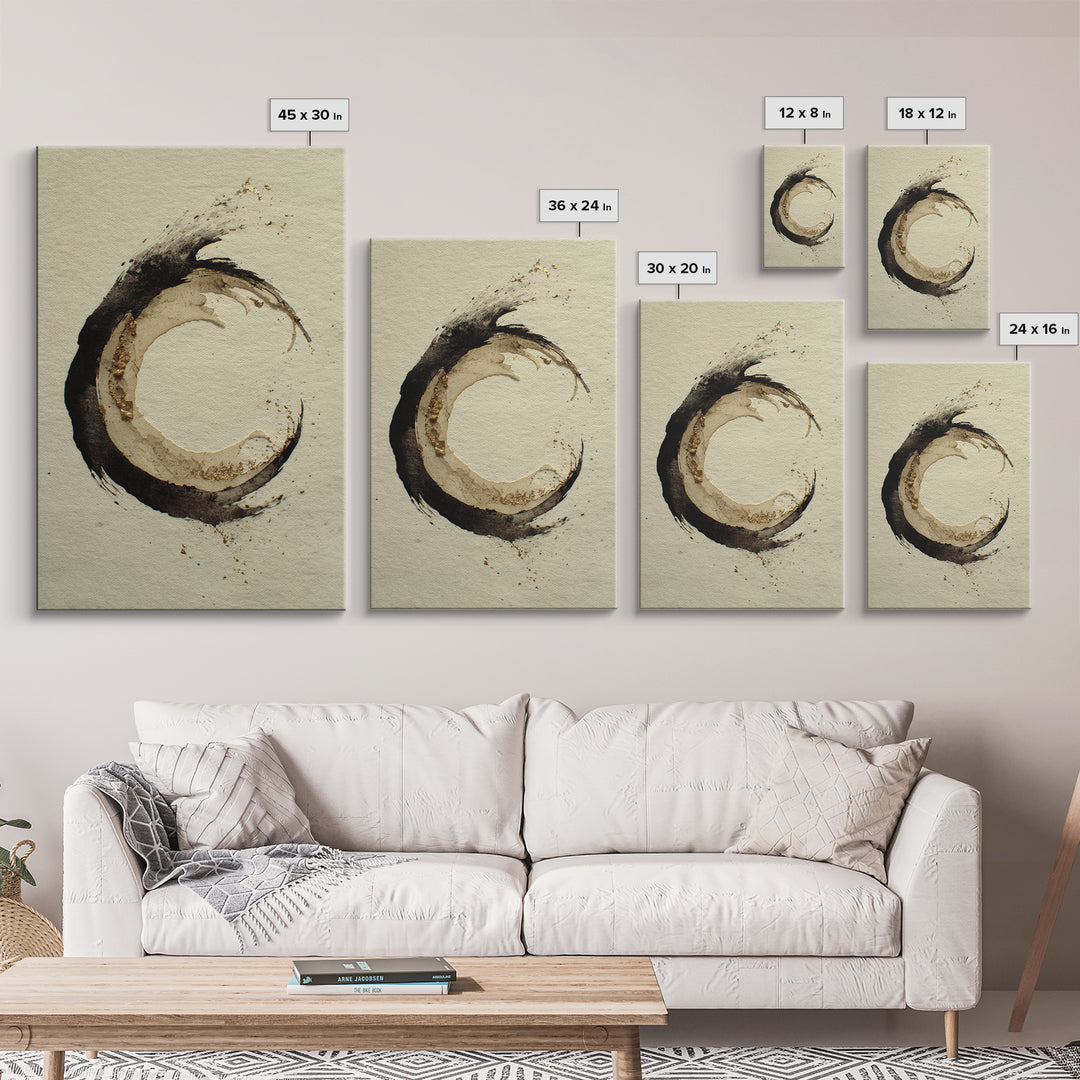 Crescent Moon Made from Elegant Ink Swashes Canvas Print, Calligraphy Art, Home Decor, Living Room Decor, Fine Art, Script, CAL-2x3-5