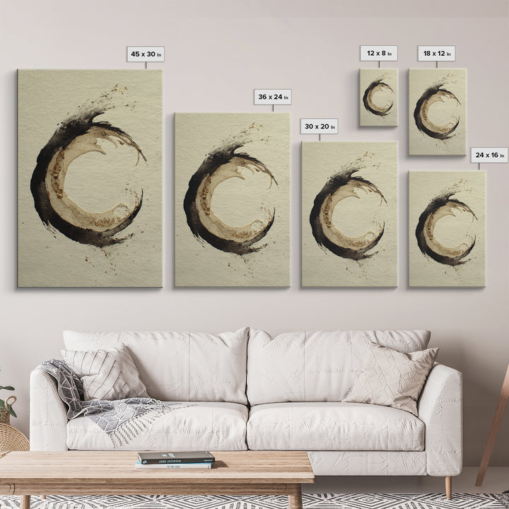 Crescent Moon Made from Elegant Ink Swashes Canvas Print, Calligraphy Art, Home Decor, Living Room Decor, Fine Art, Script, CAL-2x3-5