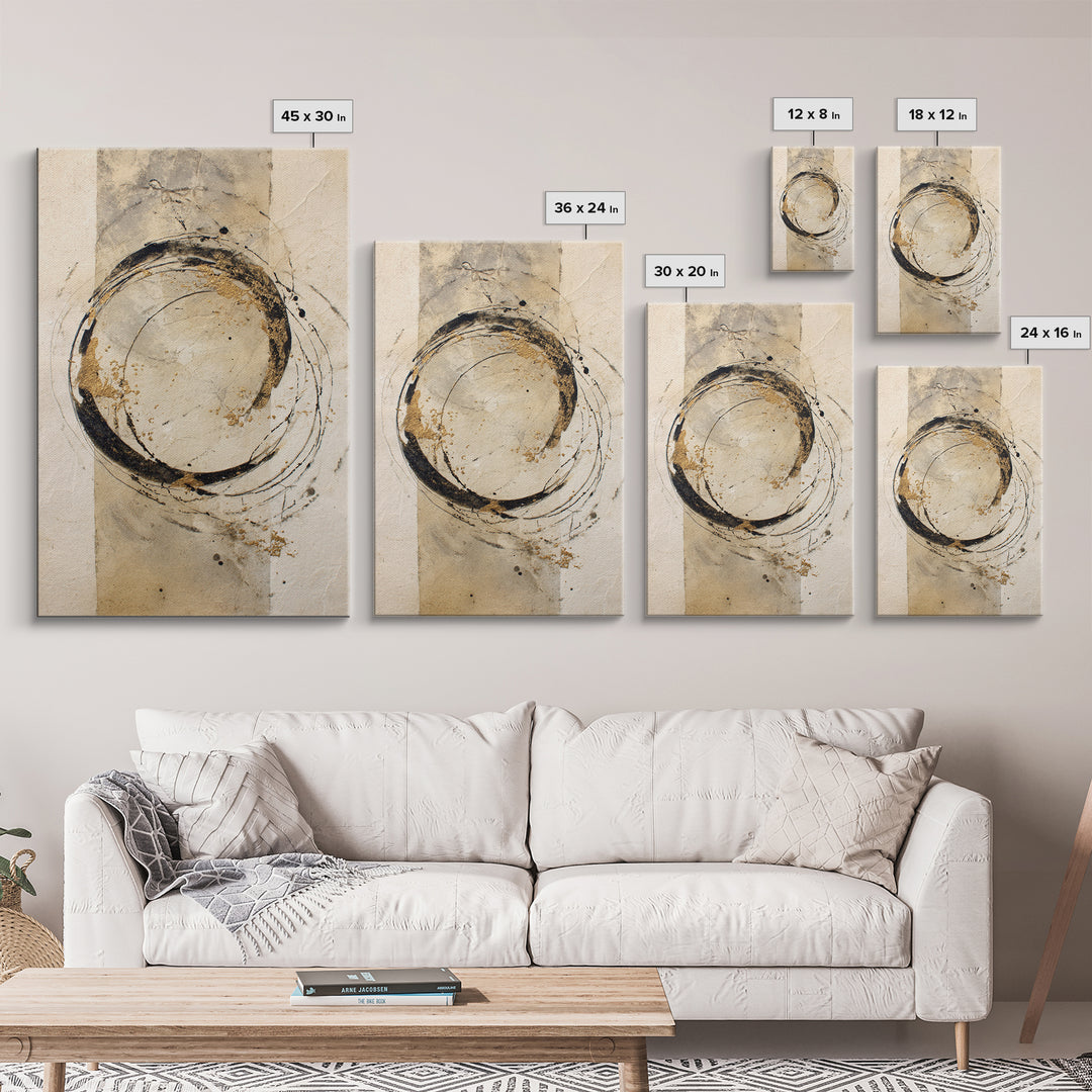 Crescent Moon Made from Elegant Ink Swashes Framed Canvas Print, Calligraphy Art, Print, Living Room Decor, Fine Art, Script, CAL-2x3-53
