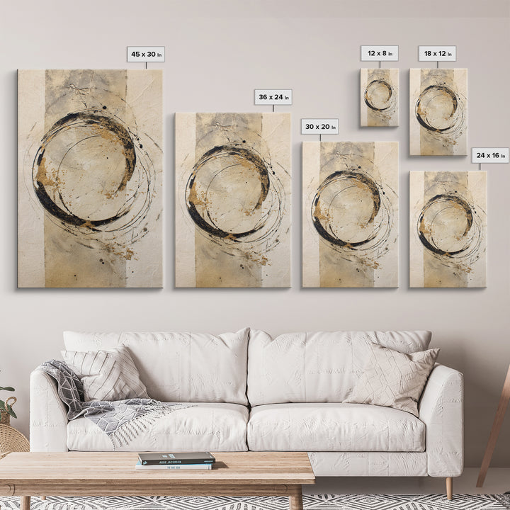 Crescent Moon Made from Elegant Ink Swashes Framed Canvas Print, Calligraphy Art, Print, Living Room Decor, Fine Art, Script, CAL-2x3-53