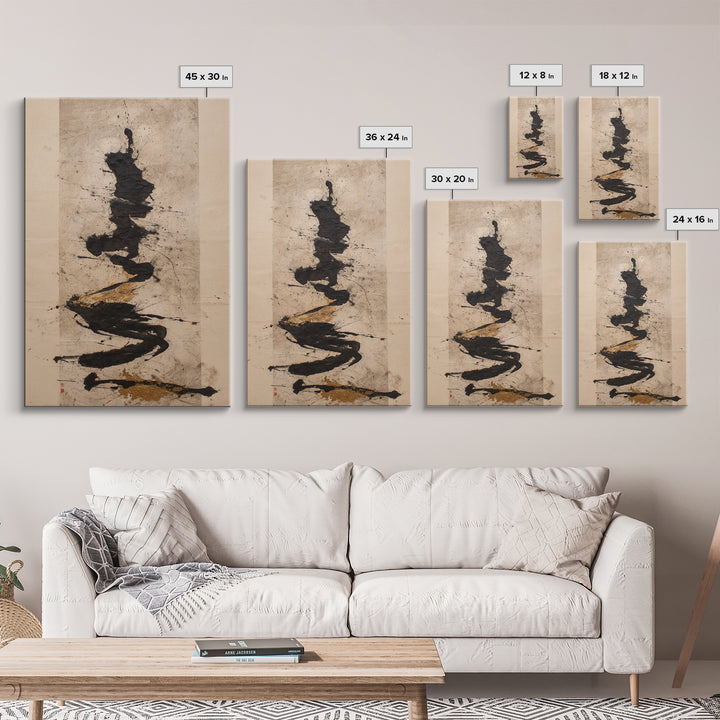 Large Sweeping Black Ink Gesture Like a Canvas Print, Calligraphy Art, Wall Art Print, Living Room Decor, Fine Art, Script, CAL-2x3-57