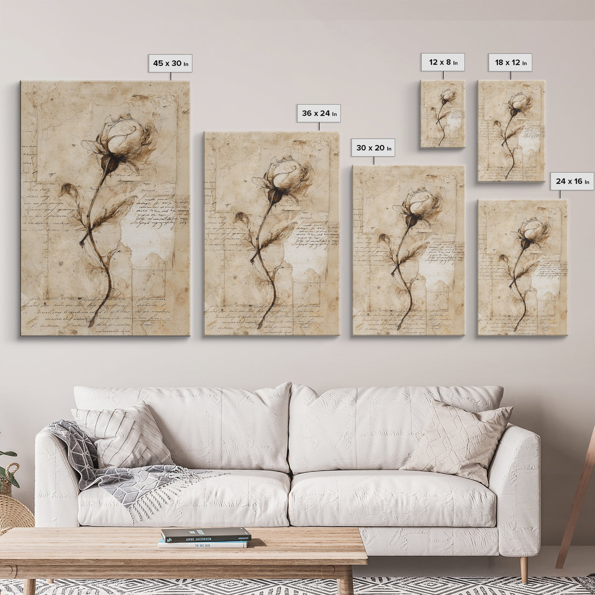 Single Elegant Flourish Shaped Like a Flower Canvas Print, Calligraphy Art, Printable Wall Art, Living Room Decor, Script, CAL-2x3-61