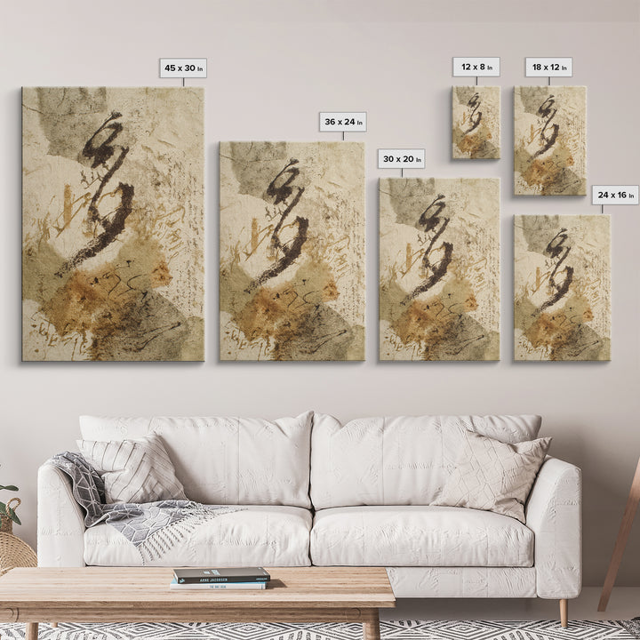 Abstract Prayer Flag of Brush Marks Canvas Print, Calligraphy Art, Wall Art Printable, Living Room Decor, Fine Art, Script, CAL-2x3-7