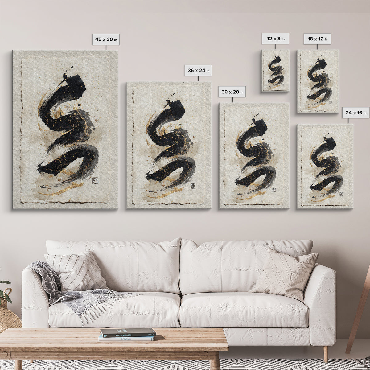 Romantic Handwritten Marks Without Readable Words Canvas Print, Calligraphy Art, Prints, Living Room Decor, Fine Art, Script, CAL-2x3-71