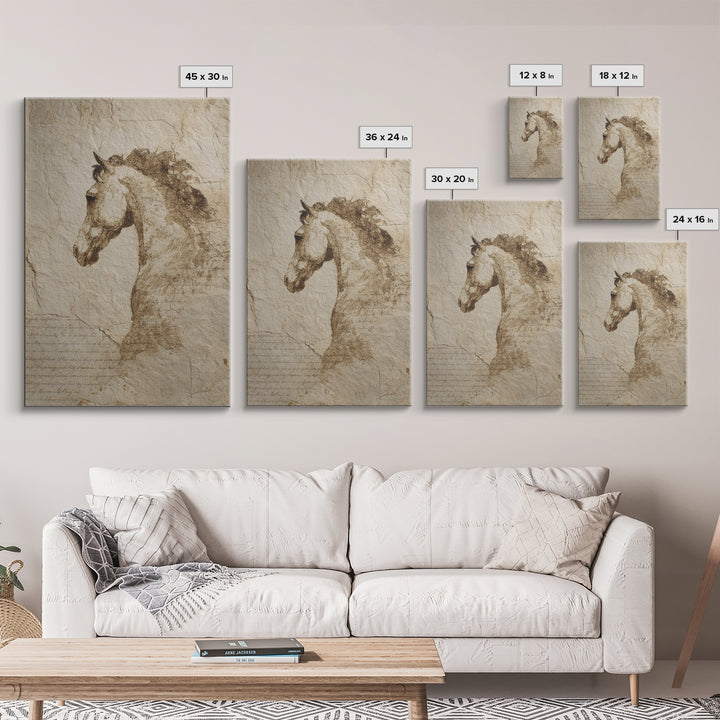 Calligraphic Horse Silhouette Made from One Line Canvas Print, Calligraphy Art, Printable Art, Living Room Decor, Script, CAL-2x3-73