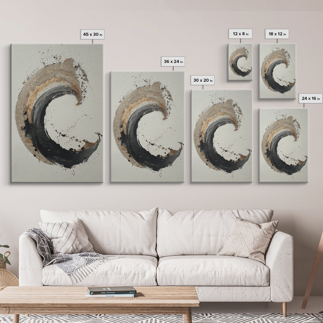Crescent Moon Made from Elegant Ink Swashes Canvas Print, Calligraphy Art, Calligraphy, Living Room Decor, Fine Art, Script, CAL-2x3-77