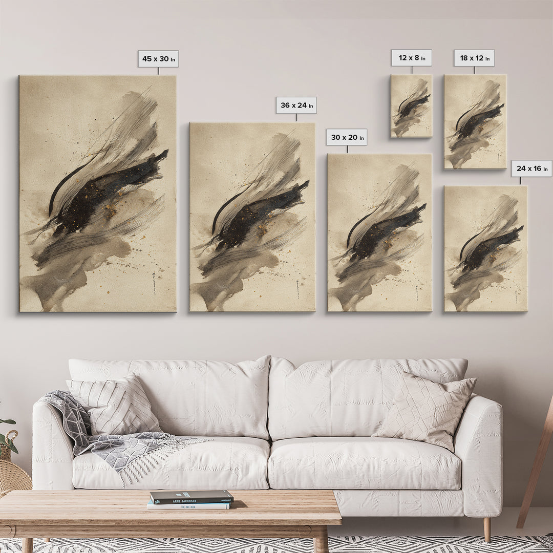 Abstract Prayer Flag of Brush Marks Canvas Print, Calligraphy Art, Art, Living Room Decor, Fine Art, Script, Unique Wall Art, CAL-2x3-79