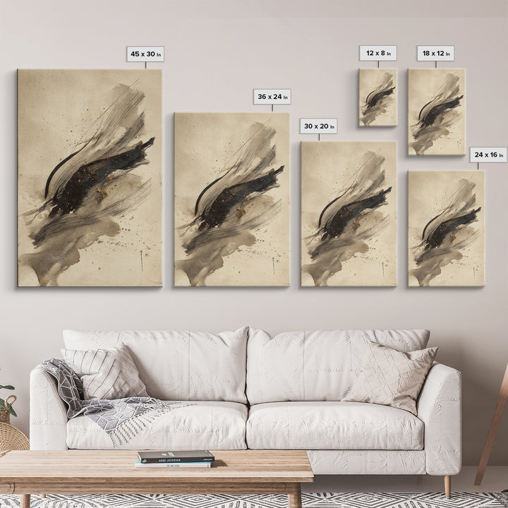 Abstract Prayer Flag of Brush Marks Canvas Print, Calligraphy Art, Art, Living Room Decor, Fine Art, Script, Unique Wall Art, CAL-2x3-79