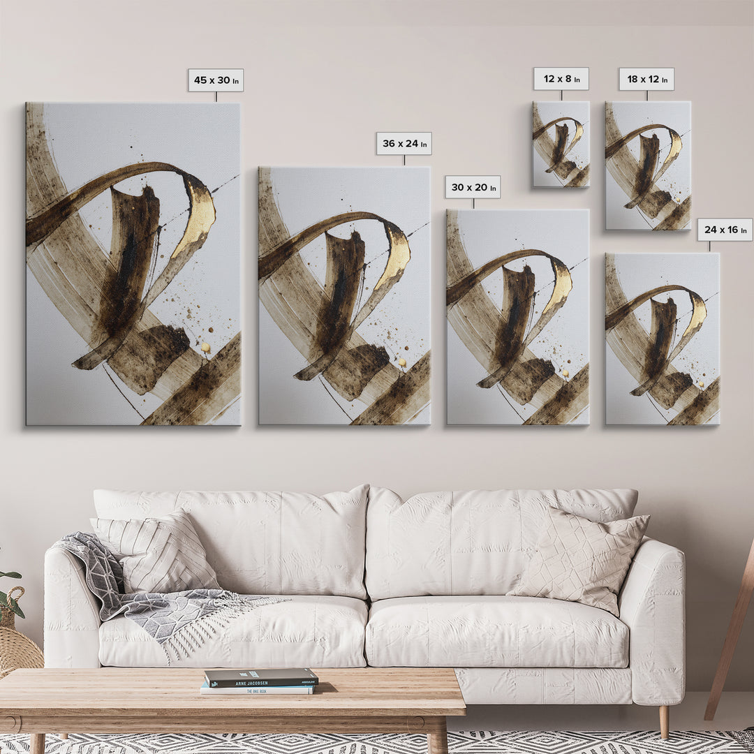 Expressive Musical Rhythm Painted as Ink Strokes Canvas Print, Calligraphy Art, Watercolor Art, Living Room Decor, Script, CAL-2x3-8