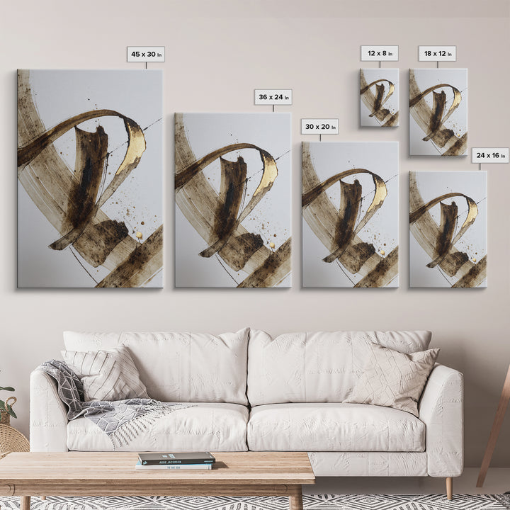Expressive Musical Rhythm Painted as Ink Strokes Canvas Print, Calligraphy Art, Watercolor Art, Living Room Decor, Script, CAL-2x3-8